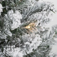 HOMCOM Brad de Crăciun înzăpezit cu 263 de crengi și lumini LED albe, din plastic și metal, Ø45x150 cm, verde(m-9)