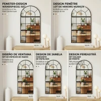 HOMCOM Oglindă de Perete cu Arcadă Stil Fereastră pentru Dormitor și Hol, 76x43 cm, Negru(m-4)