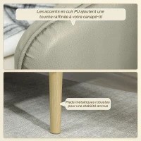 HOMCOM Canapé convertible 3 places 3 en 1, canapé-lit clic-clac, dossier réglable, assise rembourrée, 185 x 84 x 83 cm, beige(m-7)
