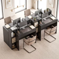 HOMCOM Scrivania PC Moderna con 3 Ripiani Aperti e Cassetto, in Legno Nero, 100x40x90 cm(m-9)