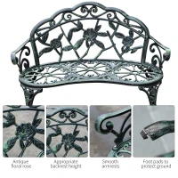 Outsunny Cast Aluminium Garden Bench - Vintage Green(m-5)