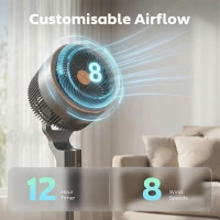 HOMCOM 20 dB Silent Standing Fan for Bedroom, 46" Pedestal Fan with Remote, 85° Oscillating, 8 Speeds(m-4)