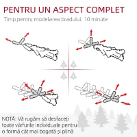 HOMCOM Brad de Crăciun înzăpezit cu 263 de crengi și lumini LED albe, din plastic și metal, Ø45x150 cm, verde(m-8)