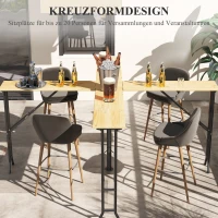 Outsunny Picknicktafel, Opvouwbare Buitentafel, voor 20 Personen, Weerbestendig, Metaal, Grenenhout, 2,4x2,4x1m, Natuur/Zwart(m-4)