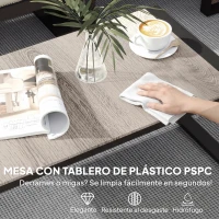 Outsunny Conjunto de Jardín Exterior de 4 Piezas con 2 Sofás de 2 Plazas 1 Sillón sin Brazos y Mesa de Centro con Cojines Caqui(m-6)
