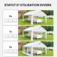 Outsunny Tente de Réception Barnum Structure Acier Galvanisé Barres de Renfort 4 Parois Latérales Fenêtres UPF 30+ 4x6m Blanc(m-8)