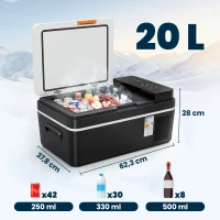 Outsunny Kompressor Kühlbox 20L -20℃-20℃ Elektrische Kühlbox mit APP-Steuerung LED-Leuchten USB Anschluss Batterieschutz(m-3)