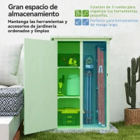 Outsunny Armario de Jardín de Madera para Exterior para Herramientas con 2 Estantes y Techo Asfáltico 75x56x115 cm Verde(m-4)