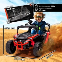 AIYAPLAY Voiture électrique enfant UTV, buggy électrique enfant 12V 2 moteurs, télécommande, LED, musique, klaxon, 3-8 ans, rouge(m-3)