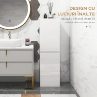 kleankin, Dulap de baie, cu Finisaj Lucios, Panou de PAL, 35x25x120 cm, Alb(m-4)