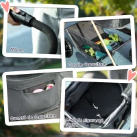 PawHut Cărucior pentru Câini 3 în 1 Pliabil cu Geantă Transportator și Coș Inferior, Gri(m-8)