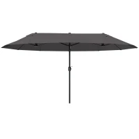 Outsunny Ombrellone da Giardino Doppio da Giardino 4.6x2.7 m a 12 Stecche con Prese d'Aria e Manovella, Ombrellone per Esterno in Acciaio e Poliestere, Anti UV, per Balcone e Terrazza, Grigio(m-10)