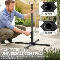 Outsunny Base pieghevole a croce per ombrelloni 38-48 mm, supporto patio, grigio scuro(m-5)