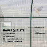 Outsunny Serre de Jardin, Petite Serre de Balcon en Bâche PE Châssis Acier, Portes et Fenêtres Roulantes 300 x 100 x 200 cm blanc(m-4)