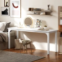 HOMCOM Bureau, bureau d'ordinateur 180 cm avec grand plateau pour 2 personnes, pour travail à domicile ou étude, blanc(m-7)