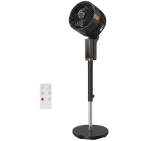 HOMCOM 20 dB Silent Standing Fan for Bedroom, 44" Pedestal Fan with 90° Oscillating, 8 Speeds and LED Light, Black(m-11)