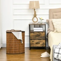 HOMCOM Panier à linge en bambou d'angle 55L avec couvercle et sac amovible 38 x 38 x 57 cm marron(m-10)