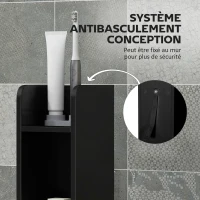 kleankin Meuble colonne de salle de bain armoire toilette haute avec étagères et placards - 15 x 17 x 120 cm noir(m-6)