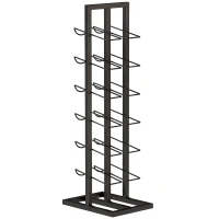 HOMCOM Suport din Metal, 12 Sticle, de Podea, Negru(m-1)