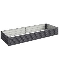 Outsunny Carré potager de jardin rectangulaire jardinière extérieure 241 x 90 x 30 cm tôle d'acier ondulée gris(m-11)