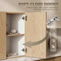 HOMCOM Buffet cuisine, meuble de rangement nordique, 3 portes à fermeture douce, 6 compartiments, bois naturel et blanc(m-7)