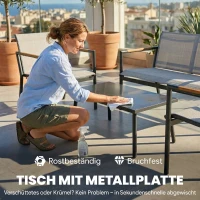 Outsunny Gartenmöbel Set Sitzgruppe für 4 Personen Atmungsaktiv Gartenlounge mit 2er Sofa 2 Sessel Metall-Tisch Fußpads(m-7)