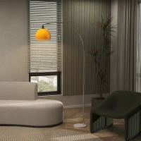 HOMCOM Floor Lamp for Living Room, Modern Standing Lamp with Shade & Foot Switch for Bedroom, Office, Orange(m-8)
