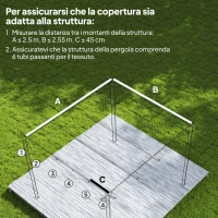 Outsunny Tetto per Gazebo Pergola con 10 Fori di Drenaggio in Poliestere, 250x255 cm, per Pergola 3x3m, Marrone Chiaro(m-4)