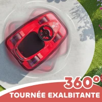 AIYAPLAY Auto-Tamponneuse Enfant 6V, Rotation à 360°, Musique, Klaxon, Démarrage Doux, 2,5 km/h, pour Âges 3-8, 74x53x48cm, Rouge(m-5)