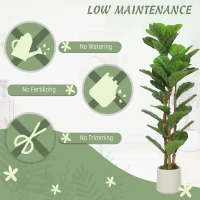 HOMCOM 120cm Set of 2 Artificial Fiddle Leaf Fig Trees - Green(m-5)