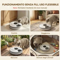 PawHut Distributore Automatico Cibo Gatti e Cani con Timer e Display LED, 1-6 Pasti al Giorno, per Cibo Secco e Umido(m-8)