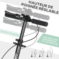 HOMCOM Trottinette pliable pour adultes +14 ans avec guidon réglable grandes roues de 20 cm amortisseur et double frein aluminium - vert(m-4)