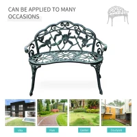 Outsunny Cast Aluminium Garden Bench - Vintage Green(m-7)