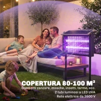 Outsunny Lampada Antizanzare da Esterno a Energia Solare con Rete di Protezione, 45x18x90 cm, Nero(m-7)