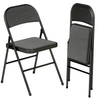 HOMCOM Lot de 2 chaises pliantes chaises de salle à manger portables cadre en acier dim. 45l x 46P x 78H cm noir(m-11)
