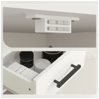 HOMCOM Armario Alto de Baño Estrecho con 2 Puertas 1 Cajón y 2 Estantes Ajustables Estilo Rústico 40x30x170 cm Blanco(m-9)