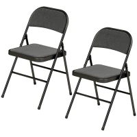 HOMCOM Lot de 2 chaises pliantes chaises de salle à manger portables cadre en acier dim. 45l x 46P x 78H cm noir(m-1)