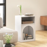 HOMCOM Bedside Table with 2 Open Compartments - White(m-8)