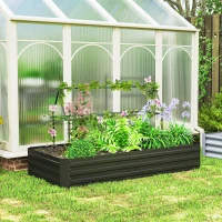 Outsunny Carré potager jardinière rectangulaire en acier galvanisé tuteurs pour tomates et plantes grimpantes 180 x 90 x 29,5 cm(m-10)
