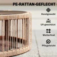 Outsunny Gartenmöbel Set 4-teilig Polyrattan Lounge-Set mit Zweisitzer 2 Sessel Glastisch Breitem & Tiefem Sitz Dicke Kissen(m-6)