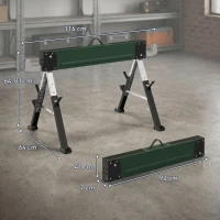HOMCOM 2er-Set klappbare Metall-Böcke, max. Traglast 1160 kg, höhenverstellbar 64-81 cm, Tragegriff, grün(m-3)