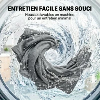 Outsunny Salon de Jardin Extérieur Ensemble Meubles de Jardin 6-8 Personnes Aluminium avec Plateaux Latéraux 256x198x70cm Gris(m-8)