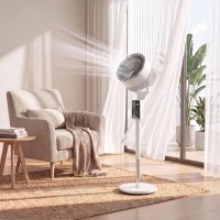 HOMCOM 20 dB Silent Standing Fan for Bedroom, 46" Pedestal Fan with Remote, 85° Oscillating, 8 Speeds, White(m-9)