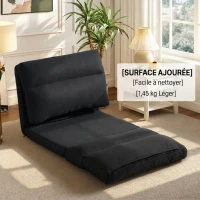 HOMCOM Bodensessel/Sofa wandelbar zum Bett, Rückenlehne 90° bis 180° Stoff - 70 x 72 x 56 cm - schwarz(m-4)