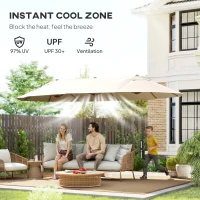 Outsunny 4.6m Double Garden Parasol - Beige(m-5)