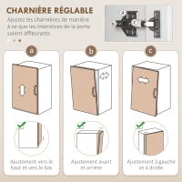 HOMCOM Buffet haut armoire de cuisine 4 portes 2 placards et 1 tiroir central hauteur 180 cm avec 2 étagères réglables blanc(m-6)
