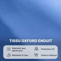 Outsunny Bain de Soleil Pliable transat inclinable 4 Positions Chaise Longue 3 Coussins fournis Bleu(m-6)