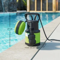 Outsunny Pompe d'évacuation eaux chargées/propres débit 9000L/H 400W profondeur max. 15m interrupteur à flotteur 16x14x27cm vert(m-3)