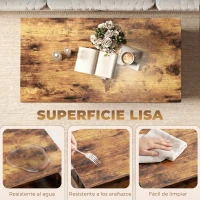 HOMCOM Mesa de Centro con Tapa Elevable Compartimento Oculto Patas de Acero 95x50x40 cm Marrón Rústico(m-7)