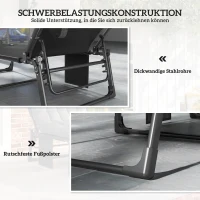 Outsunny Sonnenliege Klappbar Breite Gartenliege mit 5-fach Verstellbar Rückenlehne gepolsterter Matratze Kopfstütze Seitentasche(m-8)